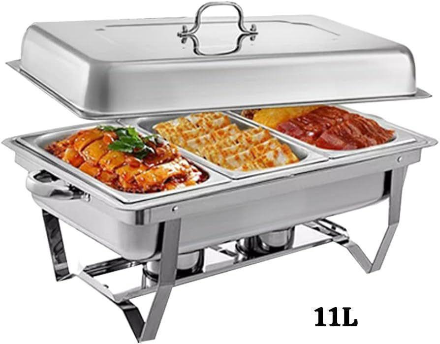 CHAFING DISH LOT DE 3 X PLAT-RÉCHAUD CHEF - RÉCHAUFFEUR ALIMENTAIRE EN ACIER INOXYDABLE