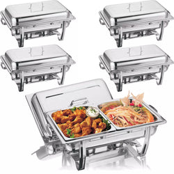 CHAFING DISH LOT DE 2 X PLAT-RÉCHAUD CHEF - RÉCHAUFFEUR ALIMENTAIRE EN ACIER INOXYDABLE
