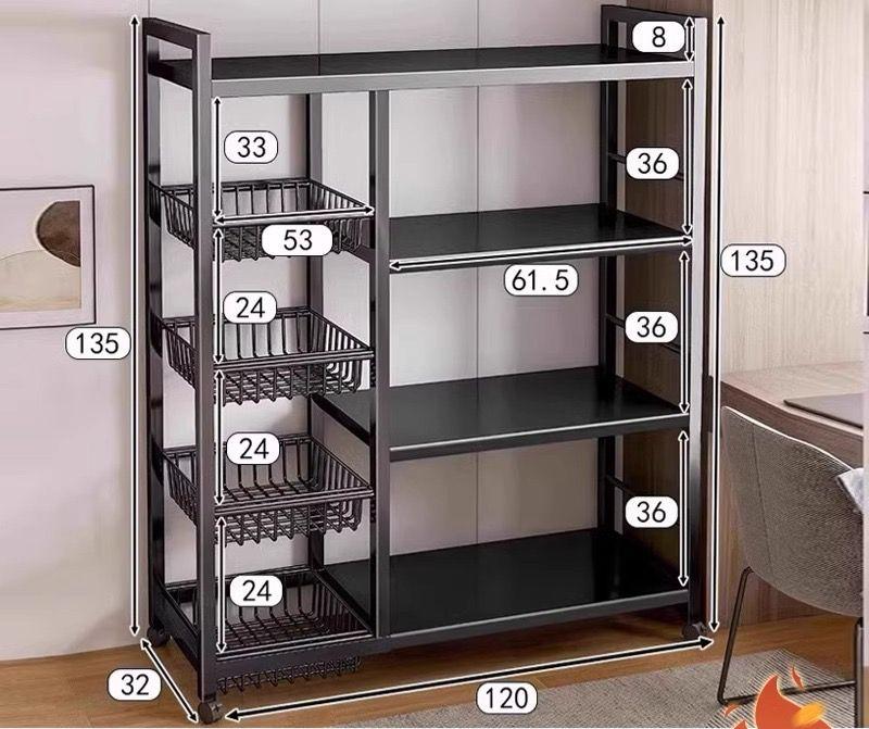 étagère de rangement de cuisine en fer, un meuble polyvalent pour l'organisation de la cuisine.