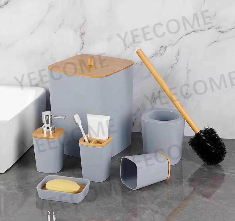 Lot de 6 accessoires de salle de bain en bambou