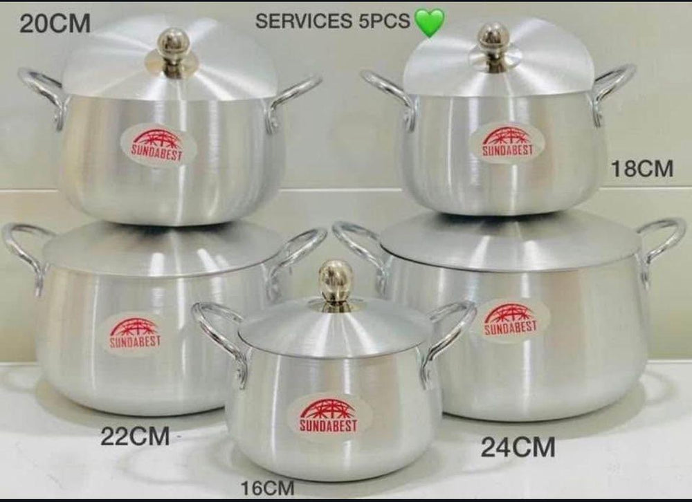 Ensemble bol Casserole - 5 Pièces - Argent-