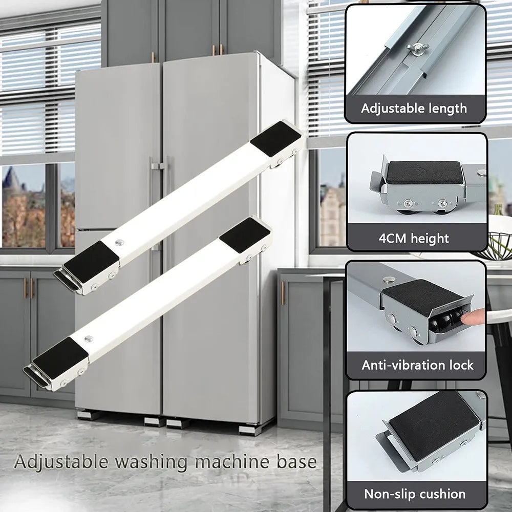 Lot de 2 Rouleaux D'appareils Robustes, Base Mobile Extensible pour Machine à Laver, Déplacez