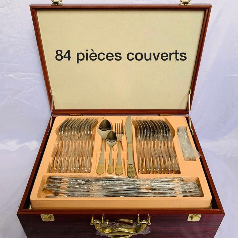 84 Pièces Malette - Ensemble Cuillère - Fourchette et Couteau -