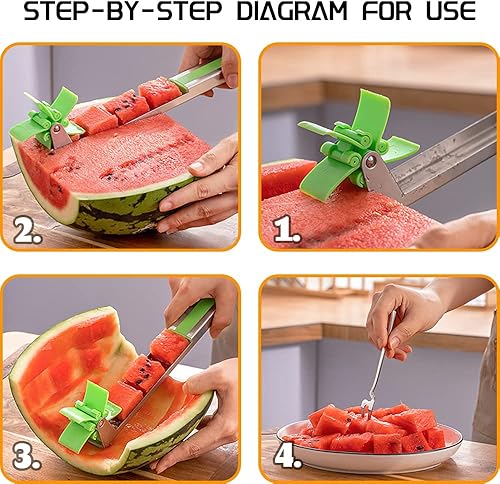 Coupe-pastèque en acier inoxydable, coupe-vent, pour salade, fruits