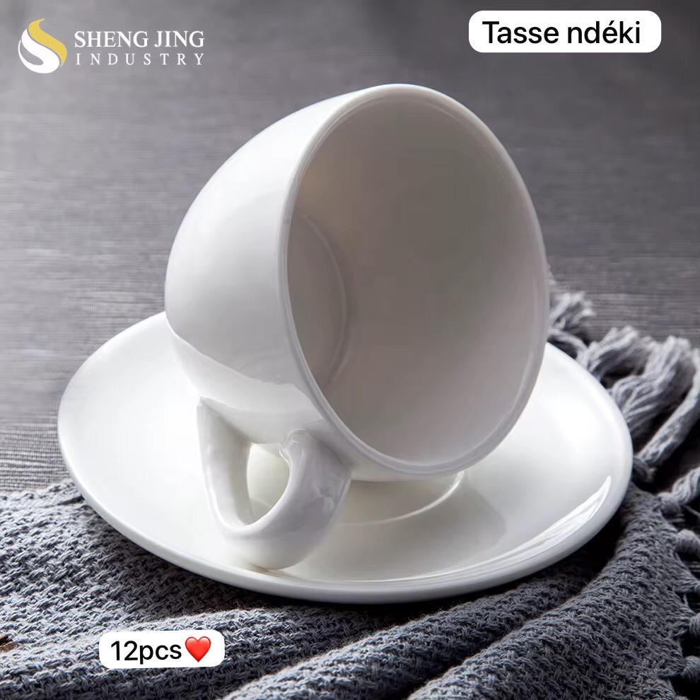 Ensemble 6 tasse avec sou tasse blanc