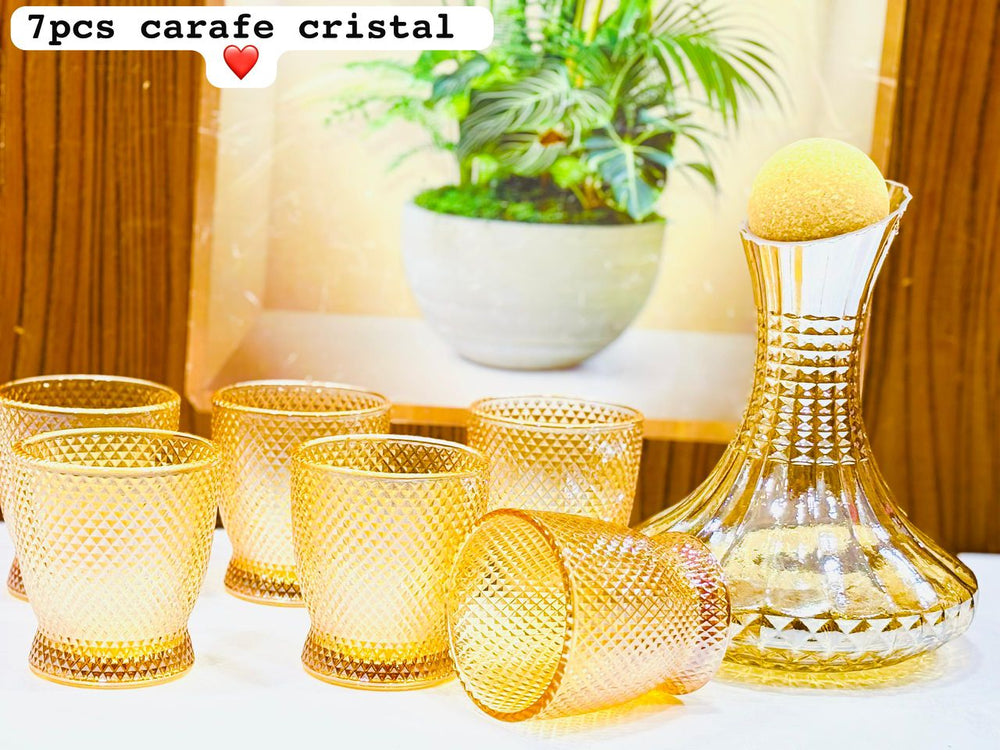 Ensemble boutaille de 6pièces en verre dorée