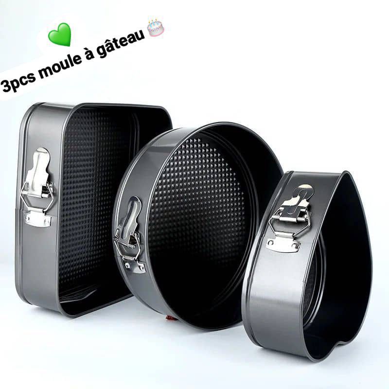 Lot de 3 Moules à Gâteau 24 / 26 / 28 cm - Noir
