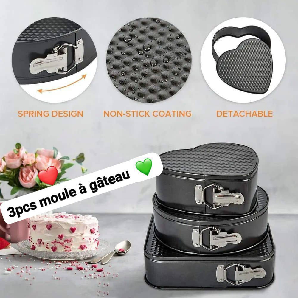 Lot de 3 Moules à Gâteau 24 / 26 / 28 cm - Noir