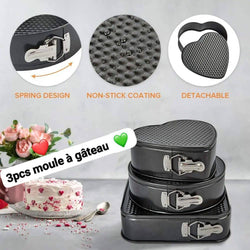 Lot de 3 Moules à Gâteau 24 / 26 / 28 cm - Noir