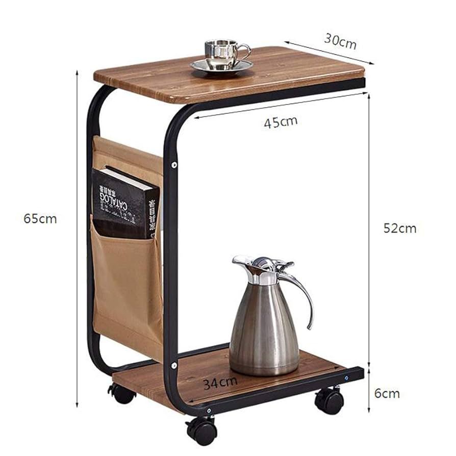 Table multifonction moderne en bois avec sac de rangement et roulettes