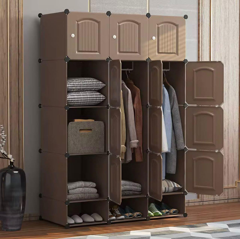 Armoires de rangement 3 battants marron Plastique avec rangement de chaussures