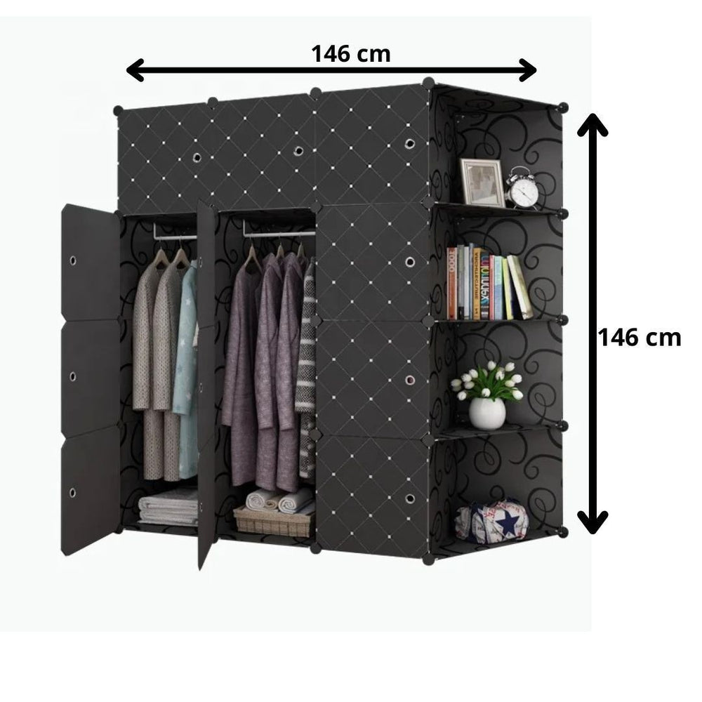 Armoire 3 battants plastique noir avec déco