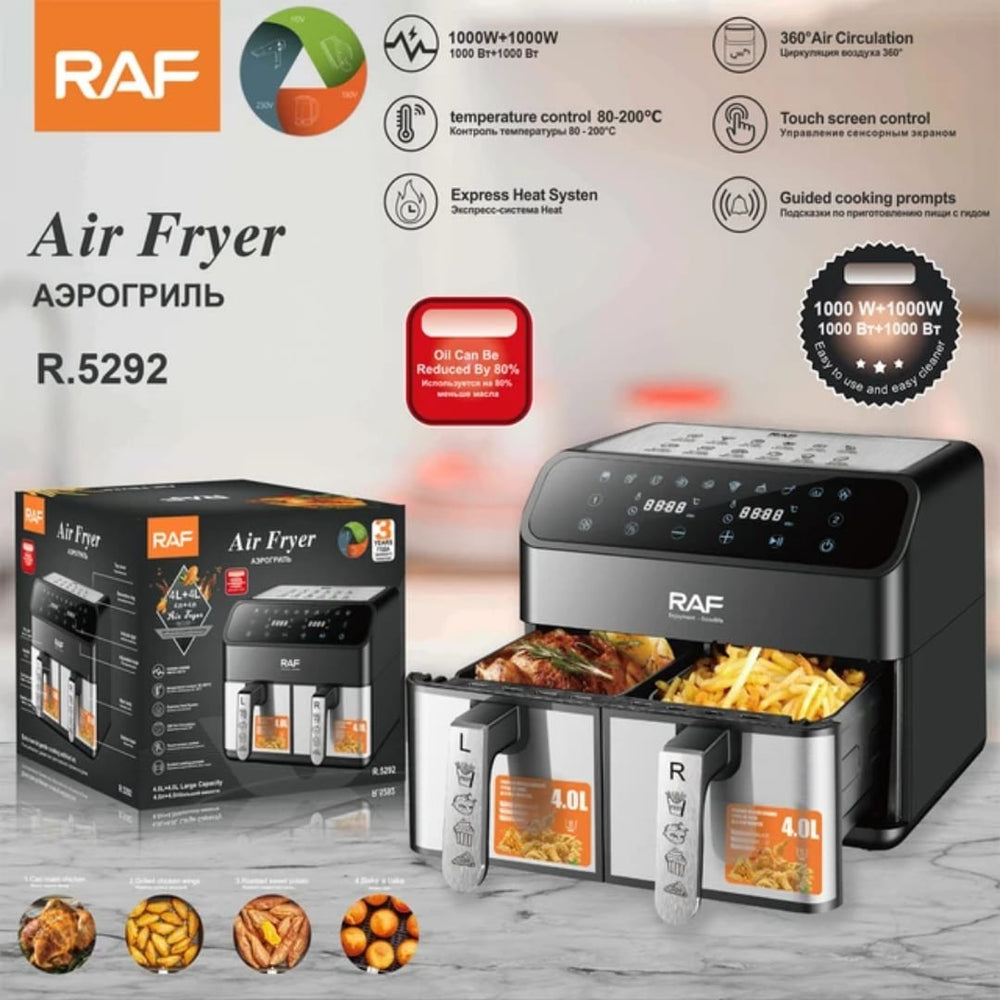 Air fryer double compartiments - 10 L Friteuse à Air Double compartiments avec Écran Tactile Numérique
