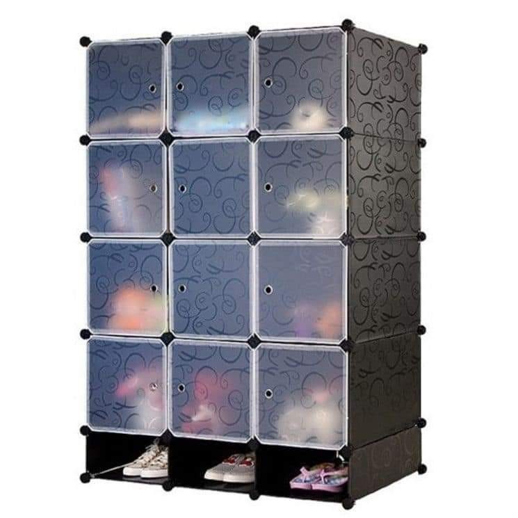 Armoire 3 Battants en plastique avec range-chaussure