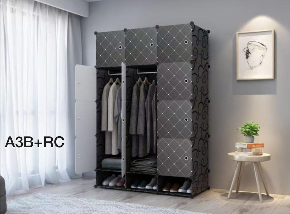 Armoire Penderie 3 Battants avec Rangement Chaussure -Plastique