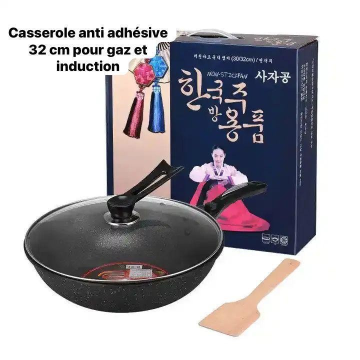 Casserole anti adhésive 32cmive pour gaz et induction