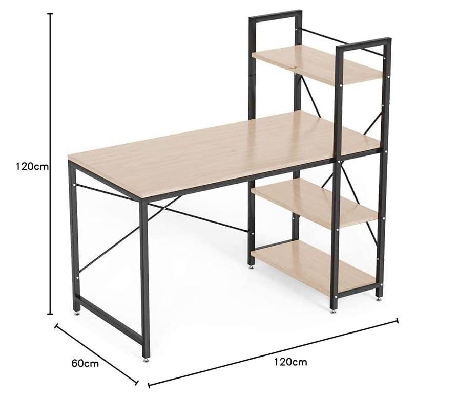 Table Bureau d'Ordinateur en Bois Contour en Fer.