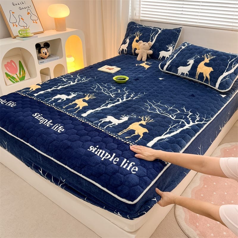 DRAP HOUSSE MATELASSÉ AVEC 2 OREILLERS