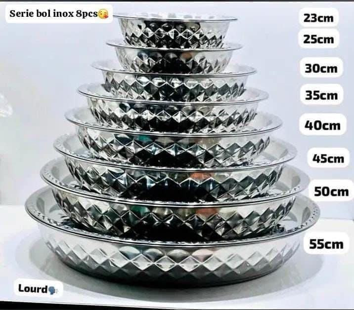Ensemble 8 bols avec couvercle en Inox