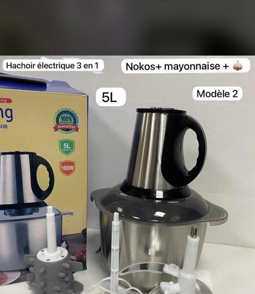 Hachoir à Viande et Légumes Electrique Inox 5 Litres MULTIFONCTION 3 IN 1