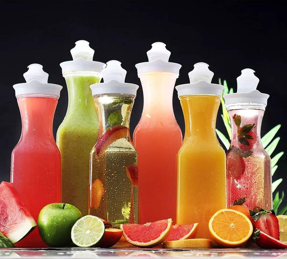 Lot 6 bouteilles de jus transparente en plastique