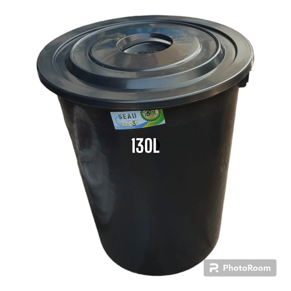 Poubelle avec couvercle de maison en Plastique - 130 L