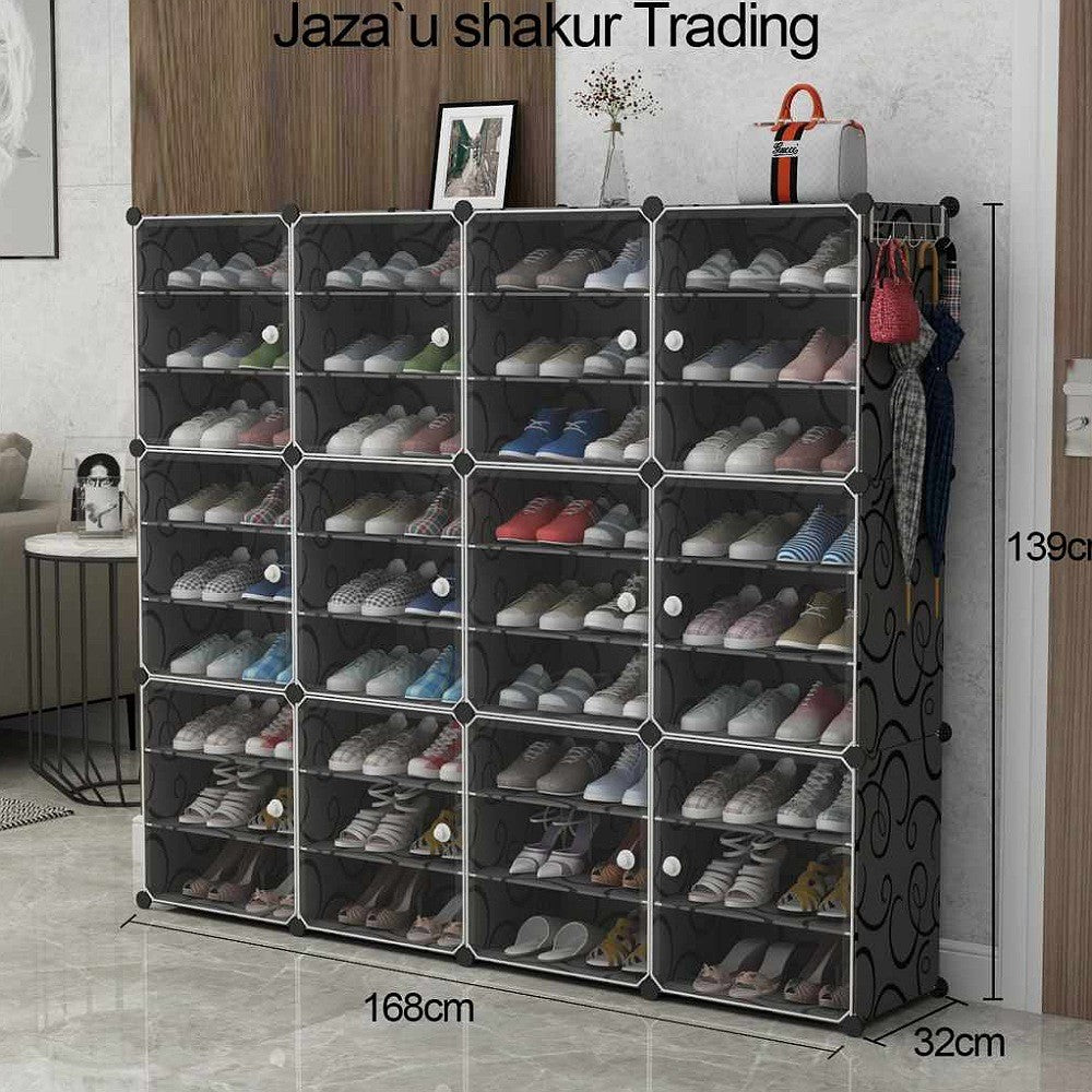 Rangement Chaussures 72 paires  avec portes- Noir