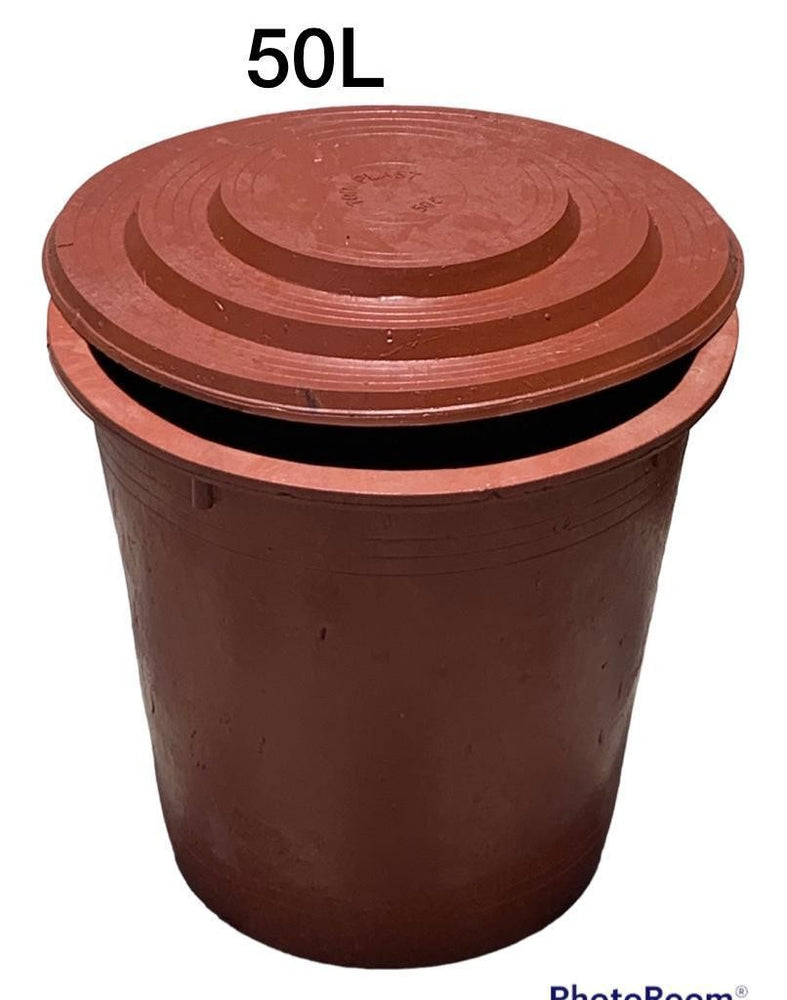 Sceau Poubelle solide - couvercle- Marron capacité 50L
