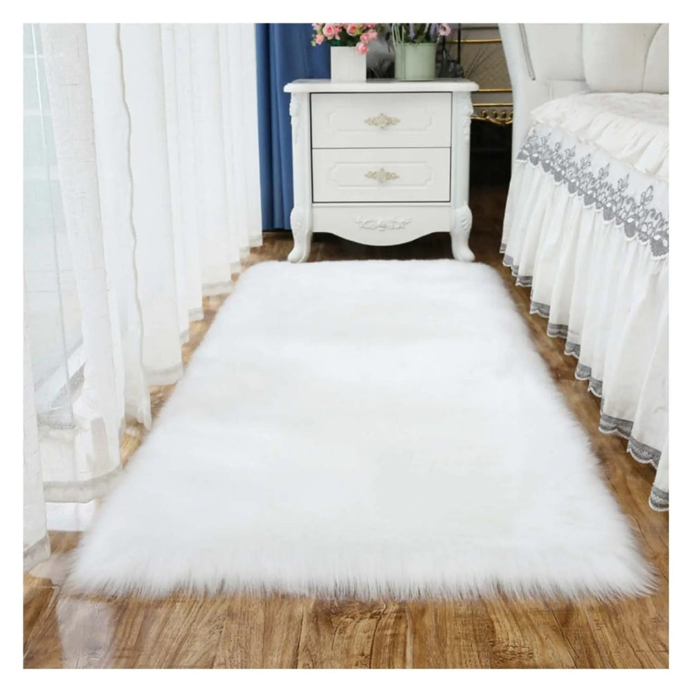 Tapis fourrure à poils longs, tapis ultra doux- descente de lit