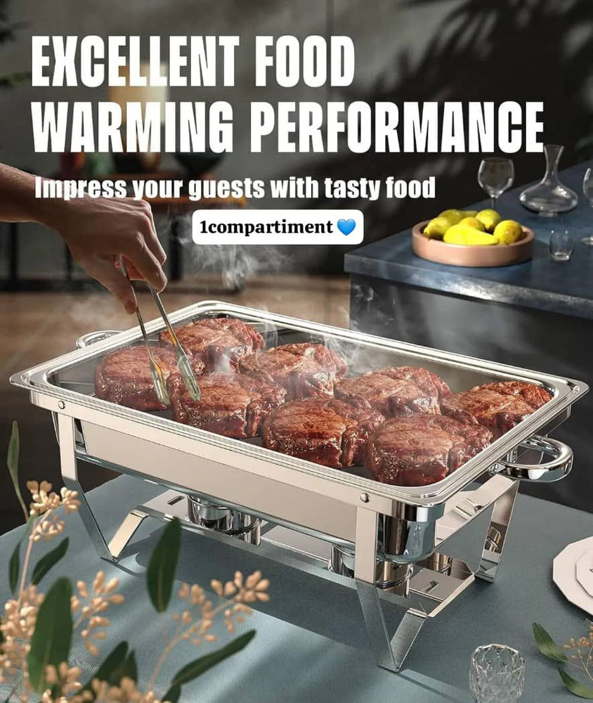 CHAFING DISH -RÉCHAUD CHEF - RÉCHAUFFEUR ALIMENTAIRE EN ACIER INOXYDABLE