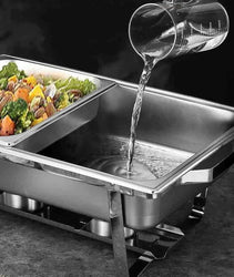 CHAFING DISH LOT DE 2 X PLAT-RÉCHAUD CHEF - RÉCHAUFFEUR ALIMENTAIRE EN ACIER INOXYDABLE