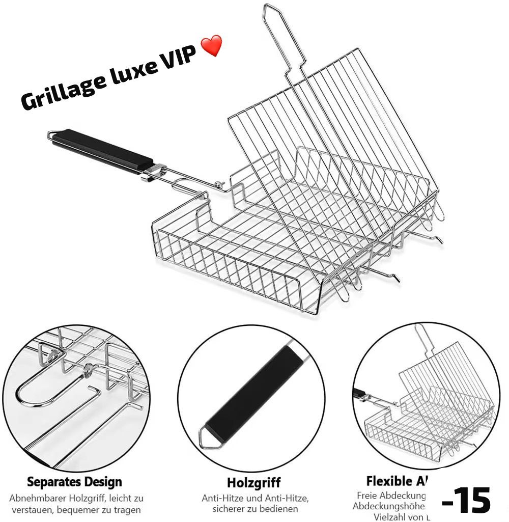 Grille Rectangulaire Barbecue - Double Face - 45 x 45cm