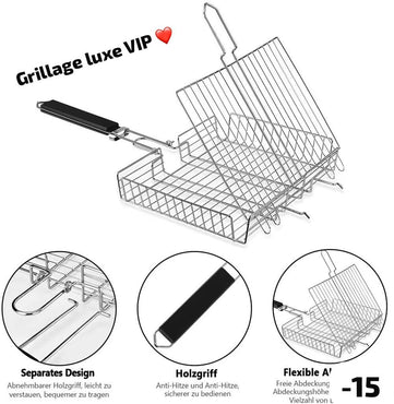 Grille Rectangulaire Barbecue - Double Face - 45 x 45cm