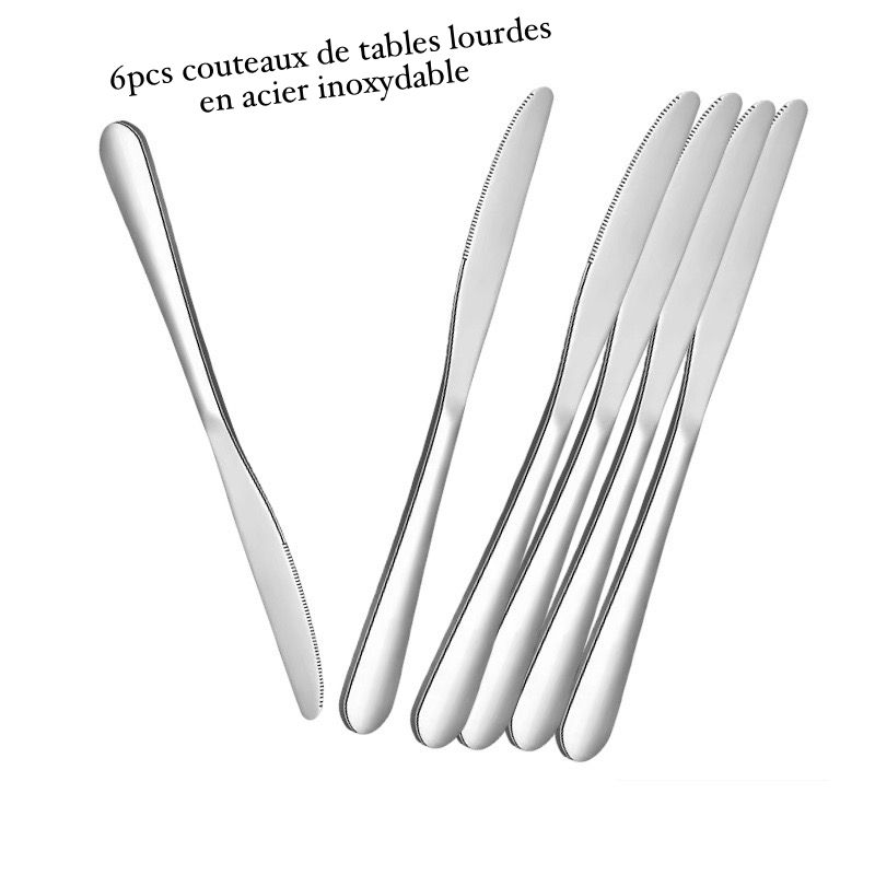 Lot de 6 couteaux de table dentelés inoxydables