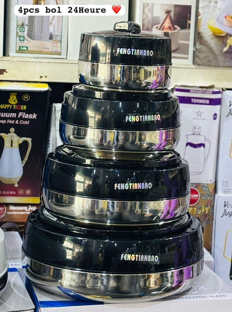 SET DE 4 BOLS ISOTHERMES FENGTIANLI BOLS ISOTHEMES 24H LUNCHBOX INOX