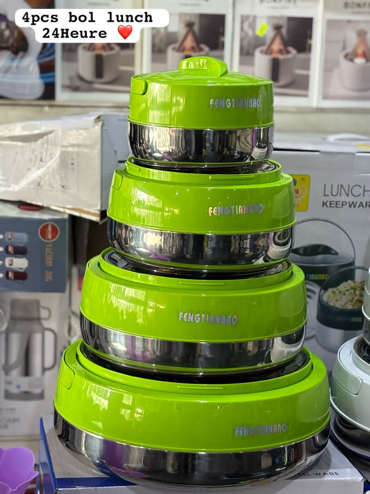 SET DE 4 BOLS ISOTHERMES FENGTIANLI BOLS ISOTHEMES 24H LUNCHBOX INOX