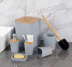 Lot de 6 accessoires de salle de bain en bambou