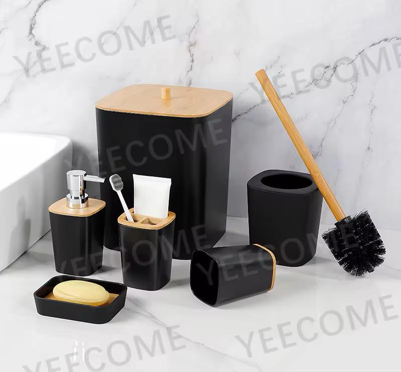 Lot de 6 accessoires de salle de bain en bambou