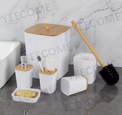 Lot de 6 accessoires de salle de bain en bambou