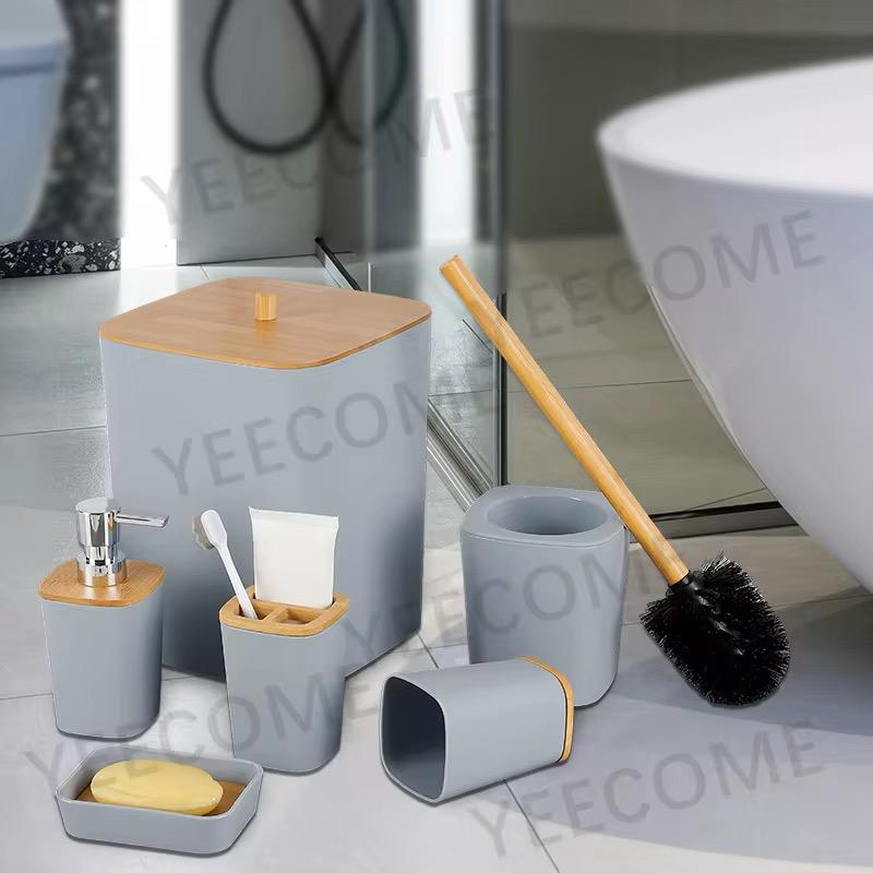Lot de 6 accessoires de salle de bain en bambou