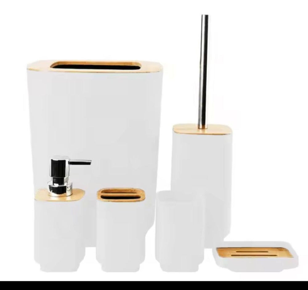 Lot de 6 accessoires de salle de bain en bambou