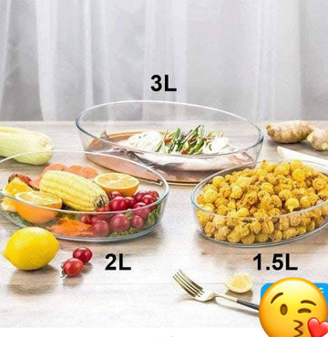 Set de 3 Articles de cuisson en verre trempé ovale