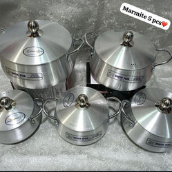 Ensemble bol Casserole - 5 Pièces - Argent-