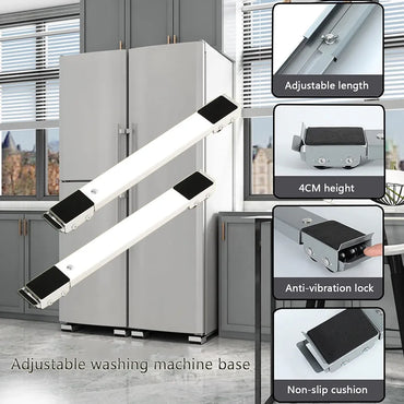 Lot de 2 Rouleaux D'appareils Robustes, Base Mobile Extensible pour Machine à Laver, Déplacez