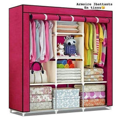 Armoire Penderie 3 Battants en Tissu- 130 x 45 x 175 cm