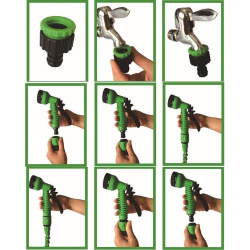 Tuyau Arrosage Extensible + Pistolet À Eau 7 Jets + Embout Universel 22.5M