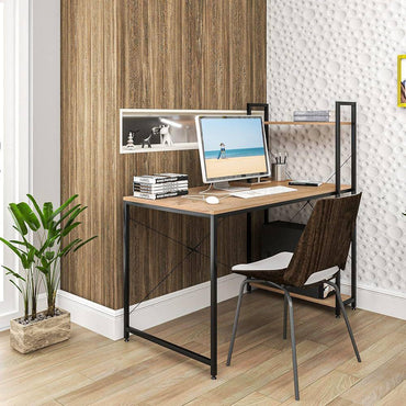 Table Bureau d'Ordinateur en Bois Contour en Fer.