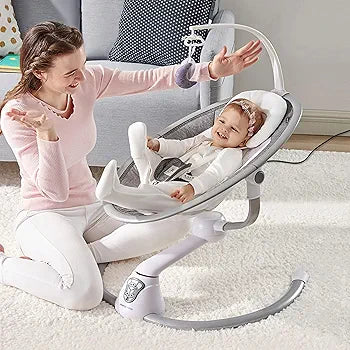Balancelle Electrique Multifonctionnelle Pour Bébé Gris/Vert