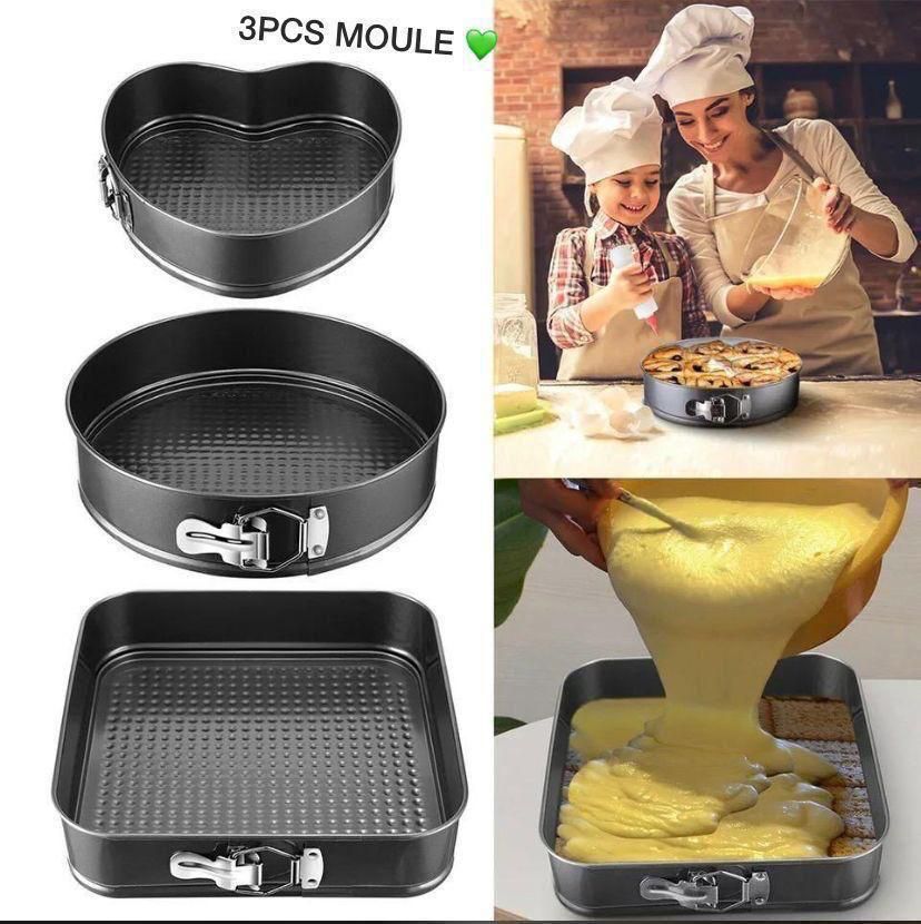 Lot de 3 Moules à Gâteau 24 / 26 / 28 cm - Noir