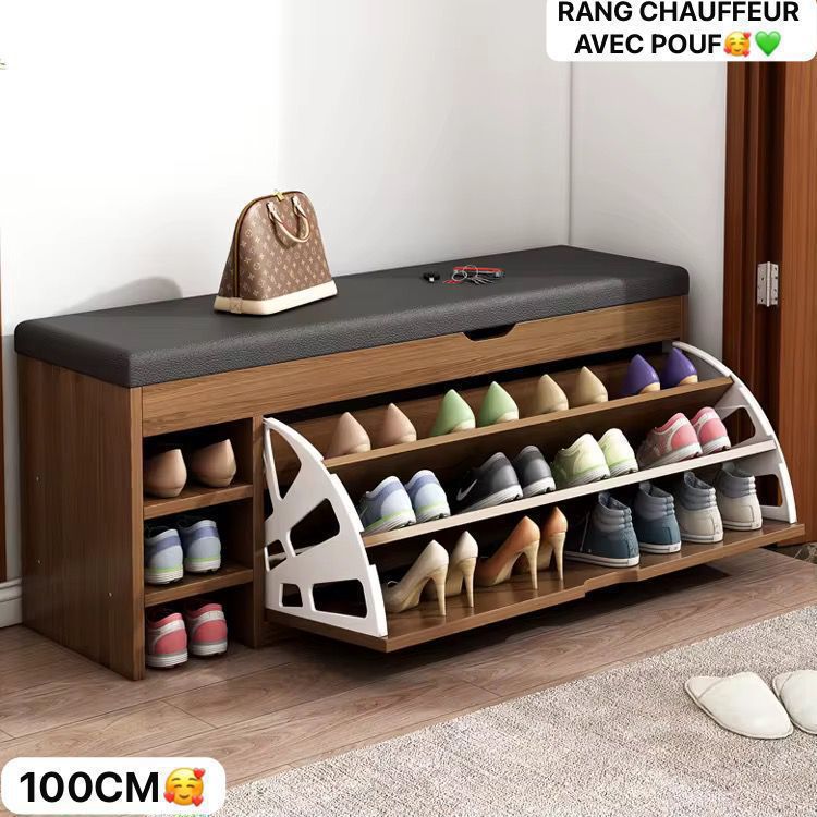 Meuble À Chaussures en Bois À Rabat, Meuble De Rangement, Banc À Chaussures, Banquette Rembourrée.